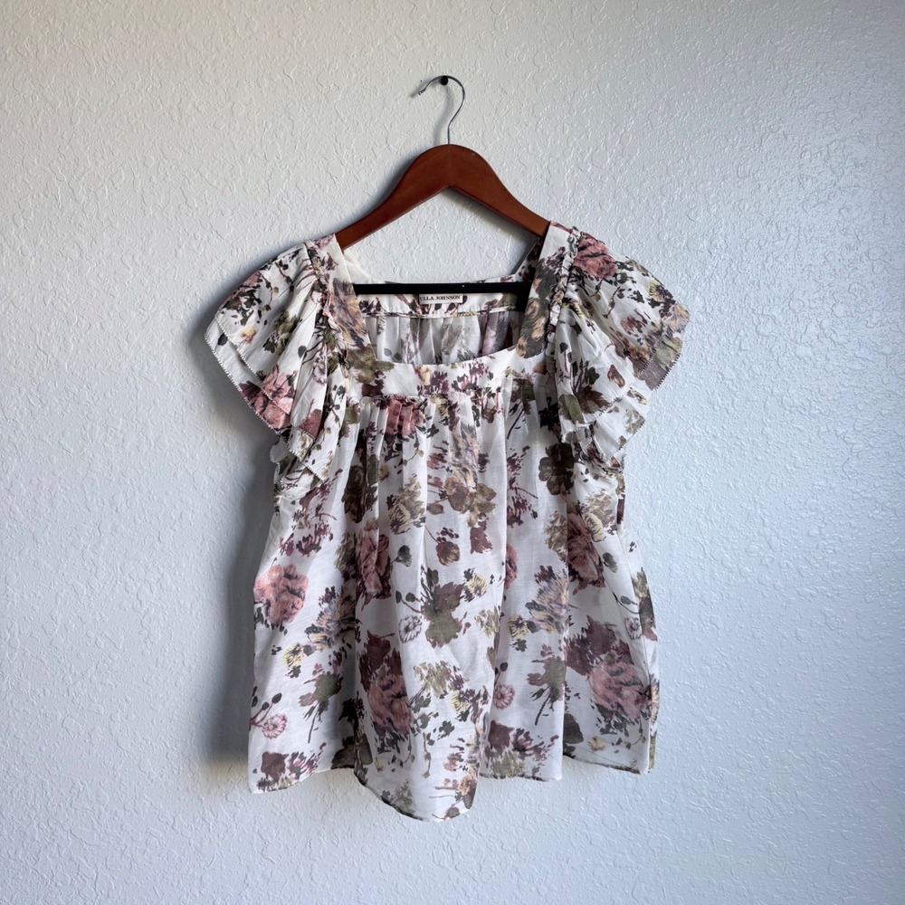 Ulla Johnson Kiki Top Blouse Floral Daisy Silk Womens 12 Boho Cottagecore NWOT - Picture 4 of 11